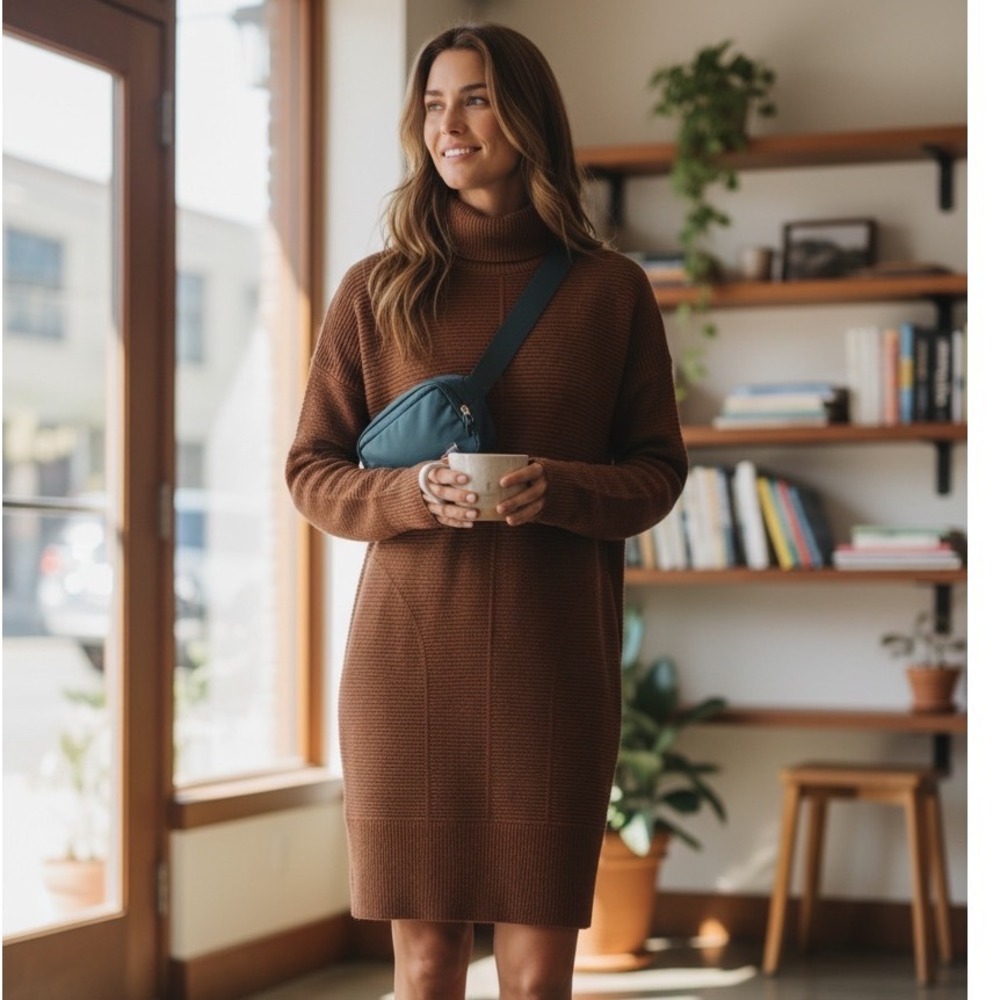 Lululemon Call for Cozy Dress Heathered Ancient Copper Cozycore Earthy Size 4